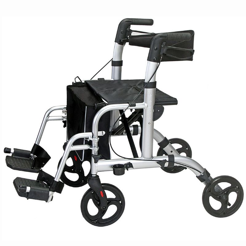 Andador convertible en silla de ruedas