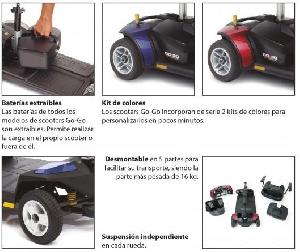 Scooter modelo Gogo desmontable, con baterías extraíbles. Disponible en rojo o azul